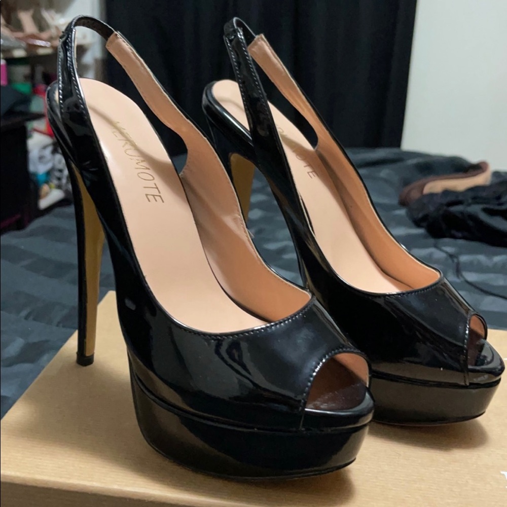 Slingback Black Patent Heels